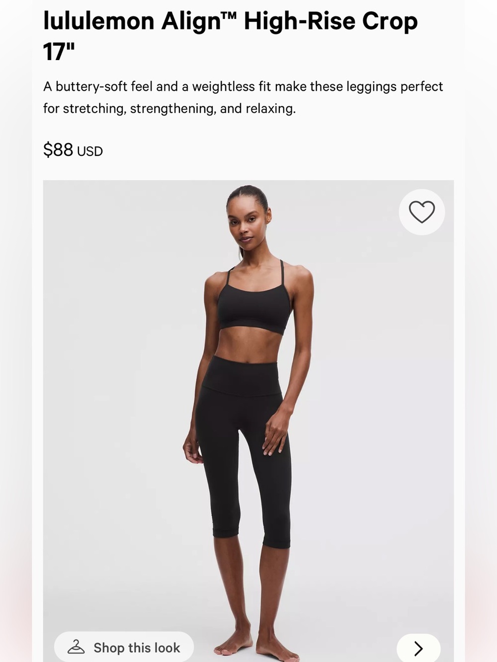 lululemon Align Black High-Rise Cropped Leggings 17” - Picture 2 of 8